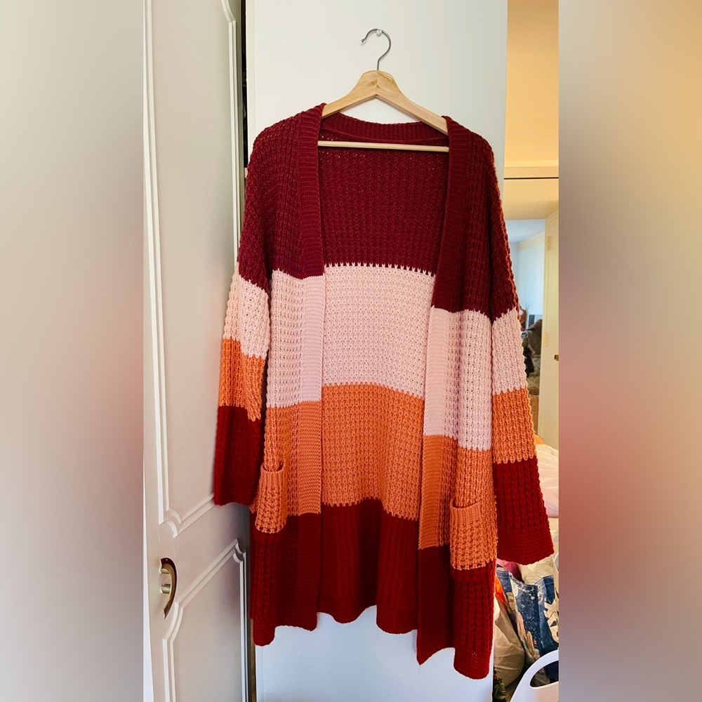 Striped Colorful Long Oversized Cardigan